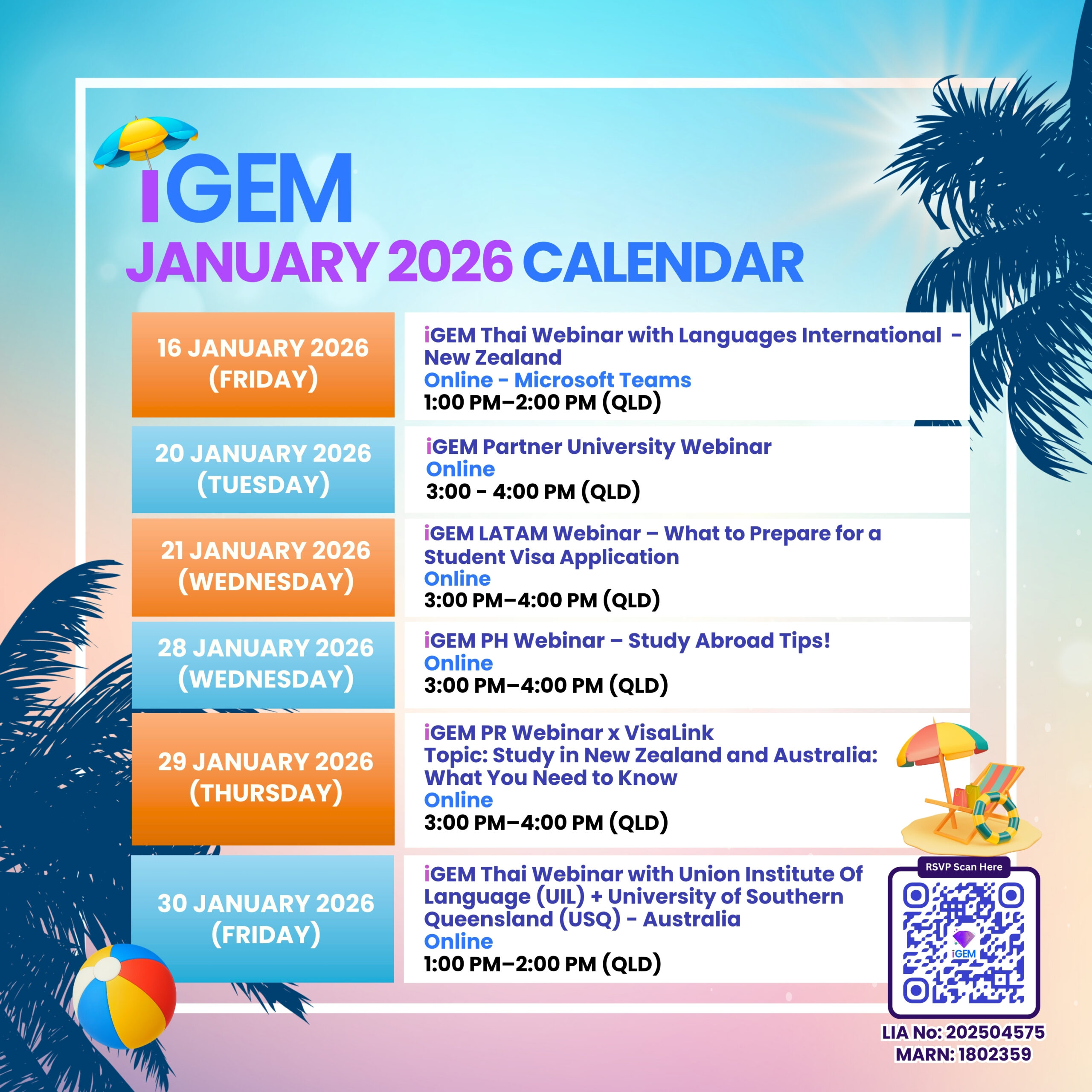 iGEM 💎 January 2026 Activity Calendar