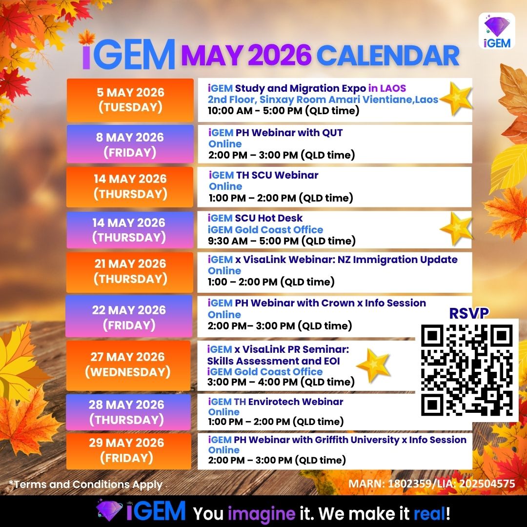 May 2026 Activity Calendar – What’s On at iGEM 💎