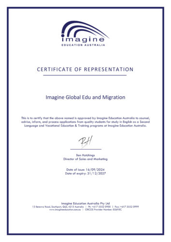 CERTIFICATE OF REPRESENTATION-Imagine Global Edu and Migration 2027