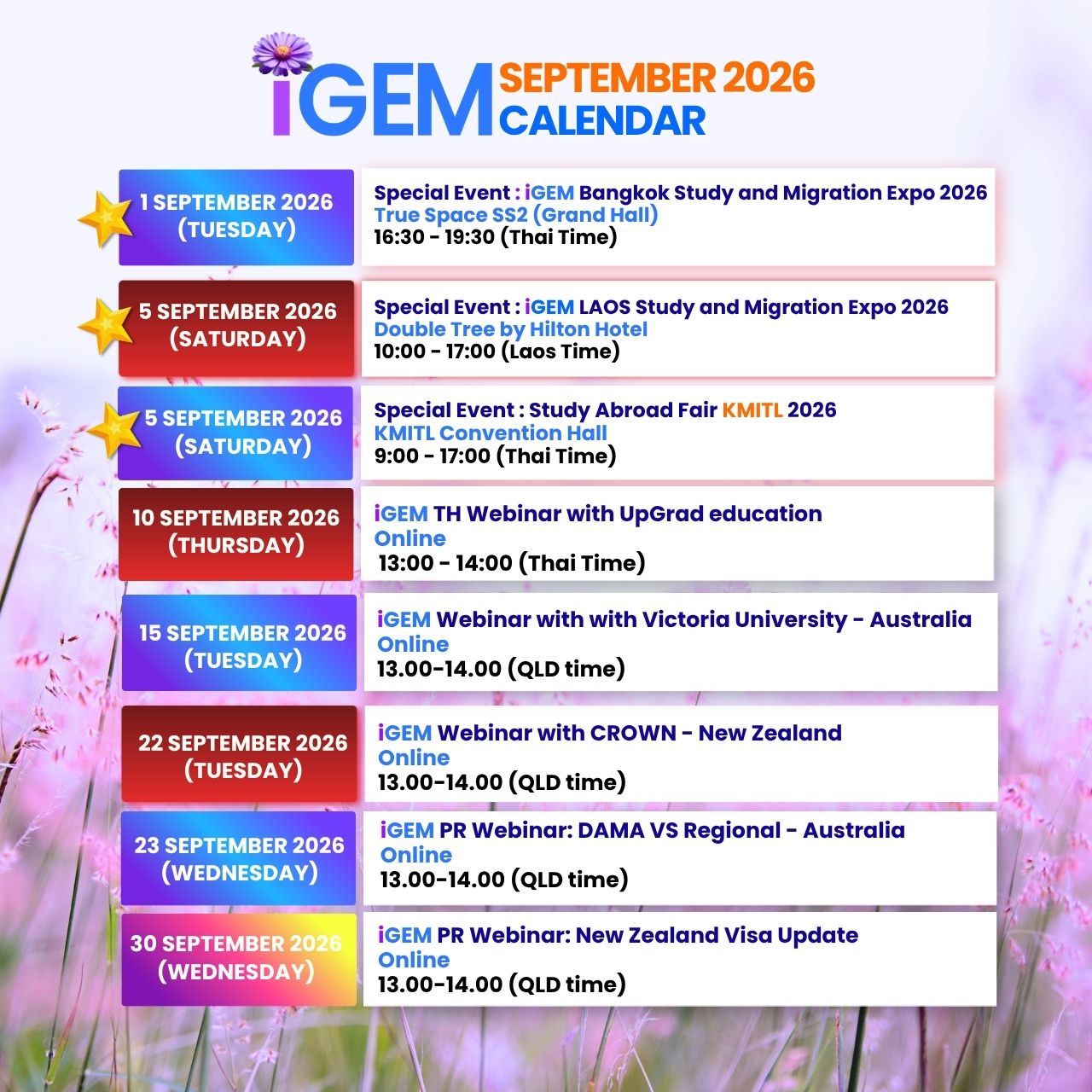 SEPTEMBER! iGEM SPECIALS + EVENTS ARE HERE